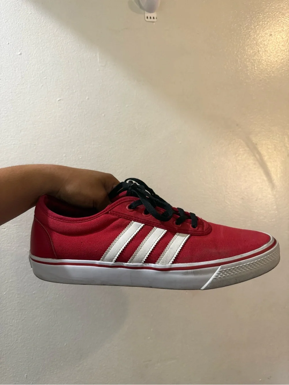 Red Canvas Sneakers with White Stripes